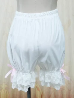 Lolita Bloomers Lace Trim Pink Bow Ribbons