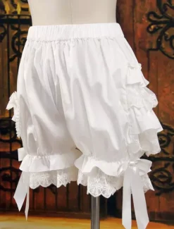 Lolita Bloomers Layered Ruffles Lace Trim Bow Ribbon