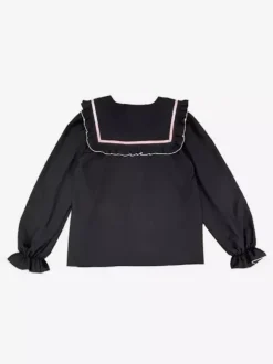 Lolita Blouse Lace Up Ruffles Round Collar Long Sleeve Shirt