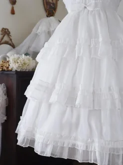Lolita Dresses Tea Party Style Lolita Skirt Lace Sleeveless Polyester Sweet White