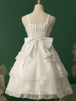 Lolita Dresses Tea Party Style Lolita Skirt Lace Sleeveless Polyester Sweet White
