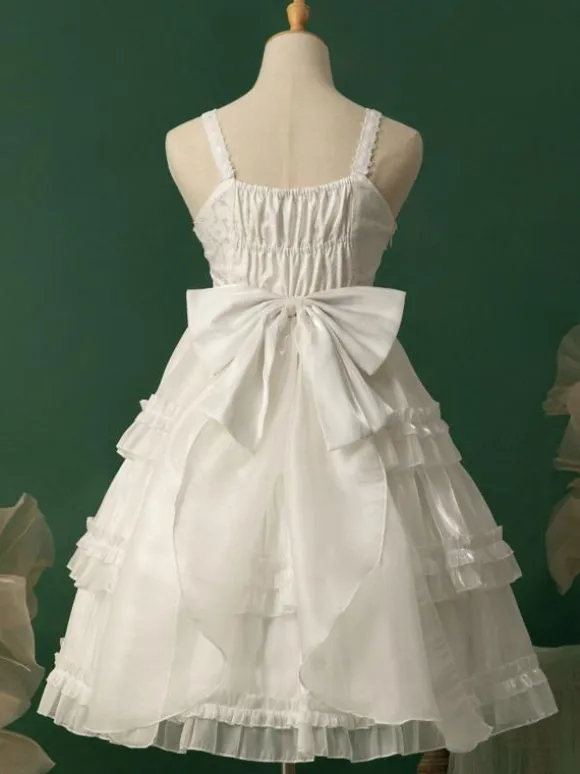 Lolita Dresses Tea Party Style Lolita Skirt Lace Sleeveless Polyester Sweet White