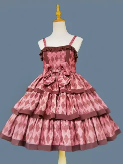 Lolita Dresses Tea party style Lolita skirt Bows Sleeveless Polyester Sweet Deep Apricot