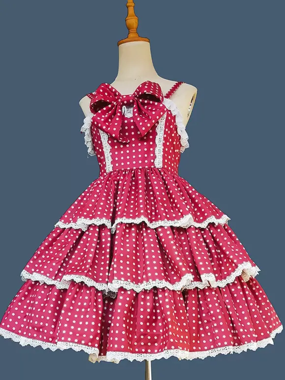 Lolita Dresses Tea party style Lolita skirt Bows Sleeveless Polyester Sweet Deep Apricot