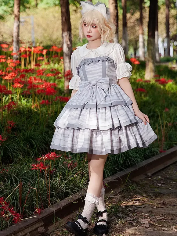 Lolita Dresses Tea party style Lolita skirt Bows Sleeveless Polyester Sweet Deep Apricot
