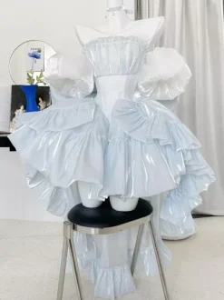 Lolita Dresses Tied Off Shoulder Sweet Fairy JSK Princess Dress Bow And Choker And Arm Bands Set Up