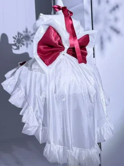 Lolita Dresses Tied Off Shoulder Sweet Fairy JSK Princess Dress Bow And Choker And Arm Bands Set Up