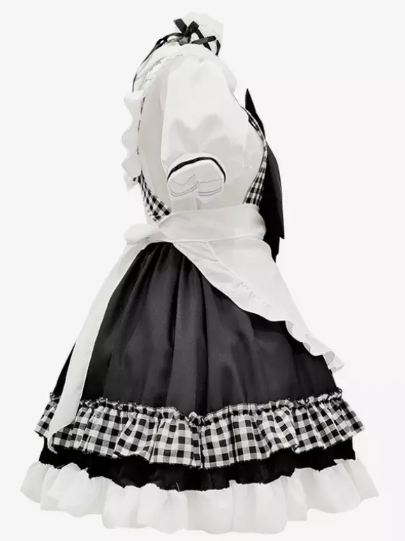 Lolita Maid Outfit Suit Sweet Plaid Uniform Princess Dress Set Anime Cosplay Costumes