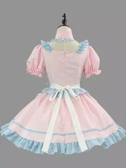 Lolita Pink Maid Outfit Suit Sweet Uniform Princess Dress Set Cosplay Costumes