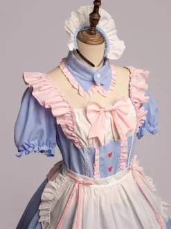 Lolita Pink Maid Outfit Suit Sweet Uniform Princess Dress Set Cosplay Costumes