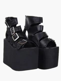 Lolita Sandals High Platform Shoes Leather with Buckles