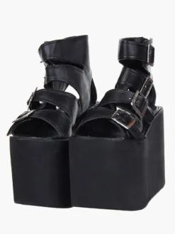 Lolita Sandals High Platform Shoes Leather with Buckles