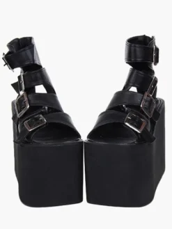Lolita Sandals High Platform Shoes Leather with Buckles