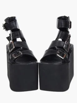 Lolita Sandals High Platform Shoes Leather with Buckles