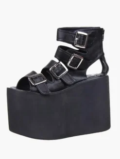 Lolita Sandals High Platform Shoes Leather with Buckles