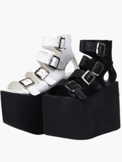 Lolita Sandals High Platform Shoes Leather with Buckles
