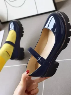 Lolita Shoes Black Leather Puppy Heel Lolita Pumps