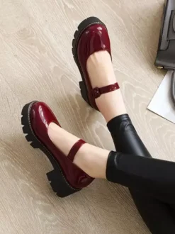 Lolita Shoes Black Leather Puppy Heel Lolita Pumps