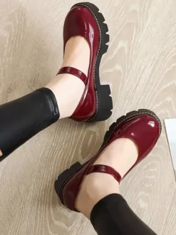Lolita Shoes Black Leather Puppy Heel Lolita Pumps