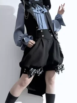 Lolita Specials Lolita Top Vest Costumes Gothic Black Sleeveless Bows Buttons