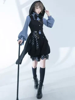 Lolita Specials Lolita Top Vest Costumes Gothic Black Sleeveless Bows Buttons