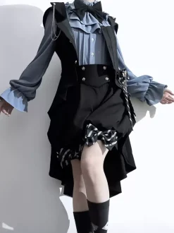 Lolita Specials Lolita Top Vest Costumes Gothic Black Sleeveless Bows Buttons