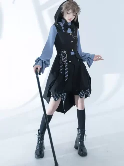 Lolita Specials Lolita Top Vest Costumes Gothic Black Sleeveless Bows Buttons