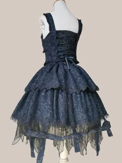 Lolita Specials Lolita Top Vest Costumes Athletic Lolita Black Sleeveless Floral Print
