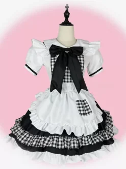 Lolita Specials sweet Lolita Lolita Dresses Costumes Sweet Lolita Dress Polyester Short Sleeves Bows Dress Sweet Red Lolita Dress Tea Party Plaid