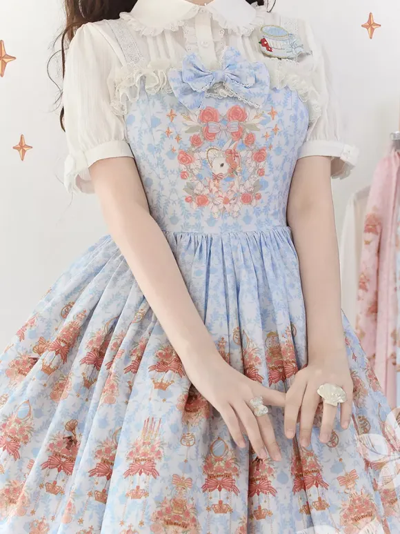 Lolita Specials sweet Lolita Lolita Dresses Costumes Sweet Lolita Dress Polyester Sleeveless Bows Jumper Skirt Sweet Pink Lolita Dress Tea Party