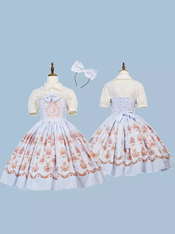 Lolita Specials sweet Lolita Lolita Dresses Costumes Sweet Lolita Dress Polyester Sleeveless Bows Jumper Skirt Sweet Pink Lolita Dress Tea Party