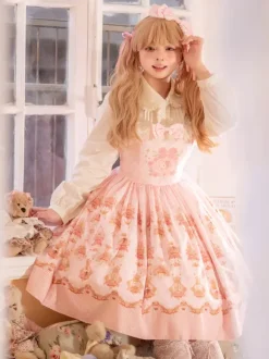Lolita Specials sweet Lolita Lolita Dresses Costumes Sweet Lolita Dress Polyester Sleeveless Bows Jumper Skirt Sweet Pink Lolita Dress Tea Party