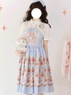 Lolita Specials sweet Lolita Lolita Dresses Costumes Sweet Lolita Dress Polyester Sleeveless Bows Jumper Skirt Sweet Pink Lolita Dress Tea Party