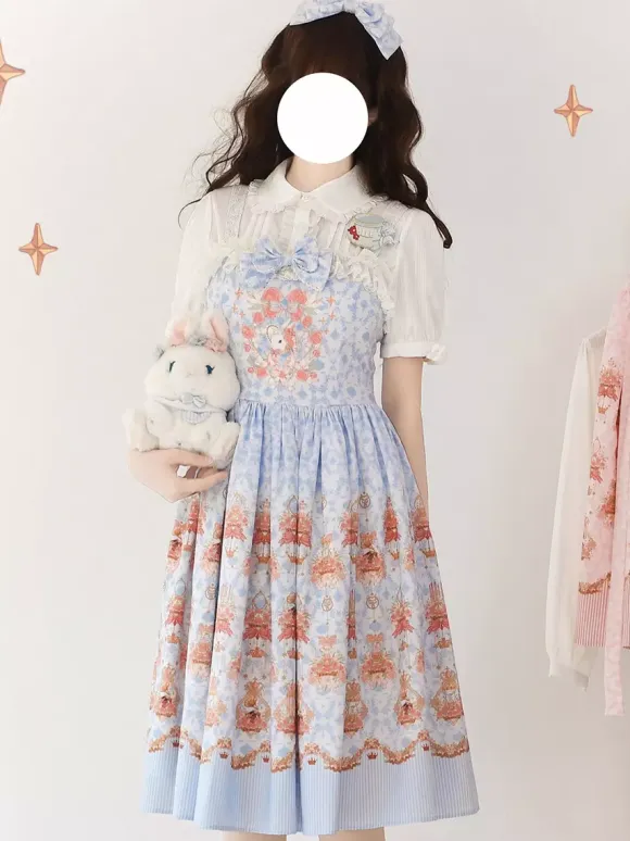 Lolita Specials sweet Lolita Lolita Dresses Costumes Sweet Lolita Dress Polyester Sleeveless Bows Jumper Skirt Sweet Pink Lolita Dress Tea Party