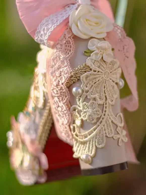 Lolita Wedding Dress Lolita Footwear Pink Lace Ruffles Pearls Flowers Round Toe PU Leather Lolita Shoes