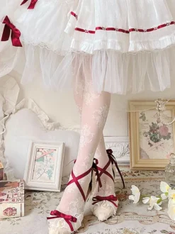 Lolita Wedding Dress Lolita Footwear White Ruffles Bows Pointed Toe Lolita Pumps