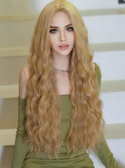 Long Curly Wig Middle-parted Synthetic Daily Wig For Women 2026