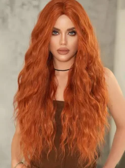 Long Curly Wig Middle-parted Synthetic Daily Wig For Women 2026