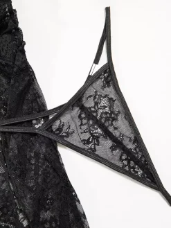 Long Nightgown Black Sexy Shaping Backless Cut Out Polyester Lingerie