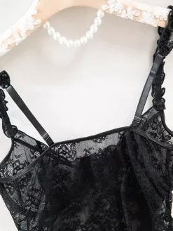 Long Nightgown Black Sexy Shaping Backless Cut Out Polyester Lingerie