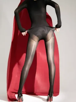 Long Sleeve Gloss Sheer Crotch Open Full Body Bodystocking