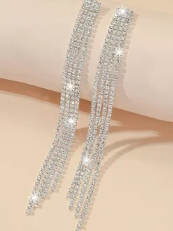 Long Tassel Rhinestone Earrings For Women 2026