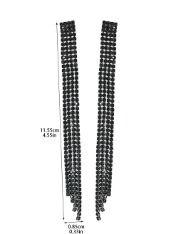 Long Tassel Rhinestone Earrings For Women 2026