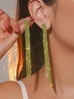 Long Tassel Rhinestone Earrings For Women 2026