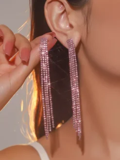 Long Tassel Rhinestone Earrings For Women 2026