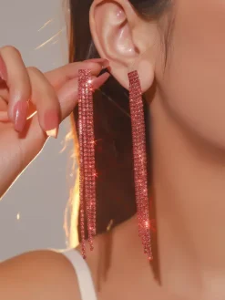 Long Tassel Rhinestone Earrings For Women 2026
