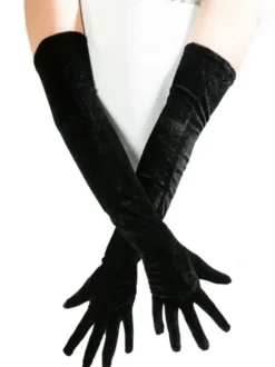 Long Gloves For Women Velour Black Gloves