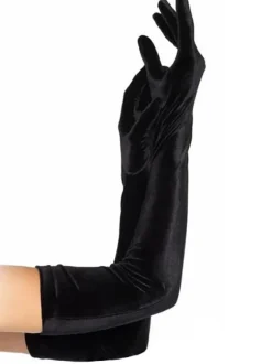 Long Gloves For Women Velour Black Gloves