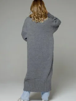 Longline Cardigan Drop Shoulder Ribbed Full Length Women's Sweater