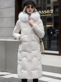 Longline Coat Hooded Zip Up Hooded Qualited Casual Winter Outerwear